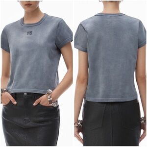 Alexander Wang Gray Short Sleeve Tee with Crew Neck